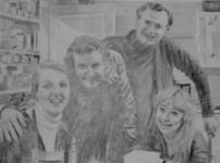 pencil drawing of character from the BBC show, 'The Good Life'